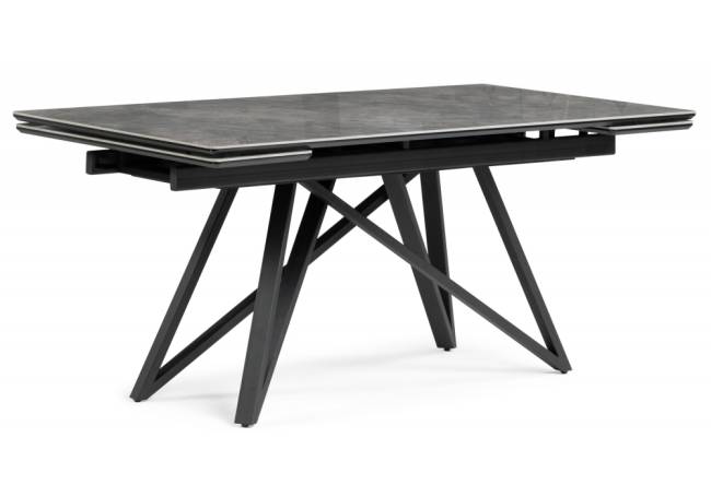 Керамический стол Вилсон 160(220)х89 серый мрамор baolai / черный