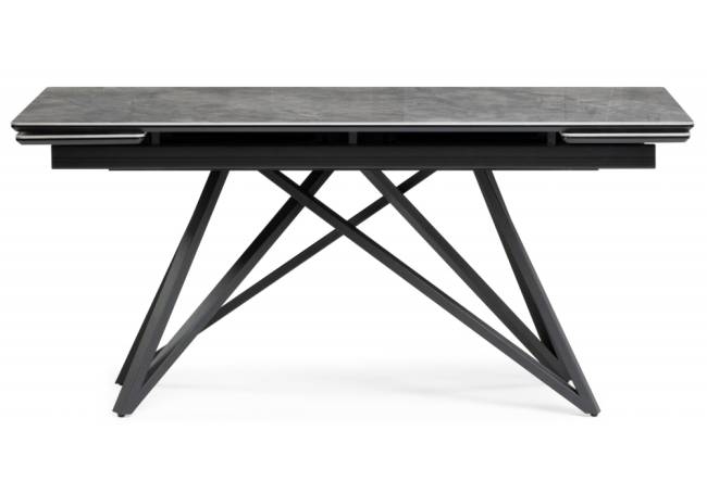 Керамический стол Вилсон 160(220)х89 серый мрамор baolai / черный