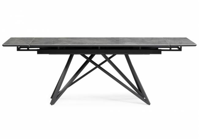 Керамический стол Вилсон 160(220)х89 серый мрамор baolai / черный