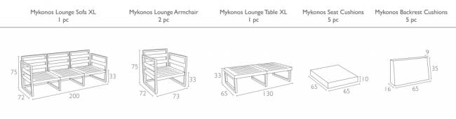 Комплект пластиковой мебели Mykonos XL серебристый, бежевый