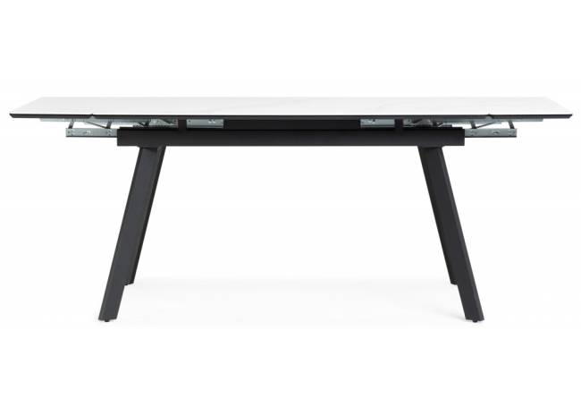 Керамический стол Норман 140(200)х80х75 белый мрамор alpin white / черный