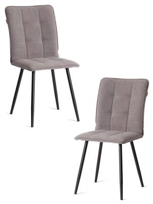 Стул обеденный Bari/Бари (2шт. в упаковке) LT, велюр, серый/черный, 29, 41х55х89см (Комплект из 2 шт.) серый велюр