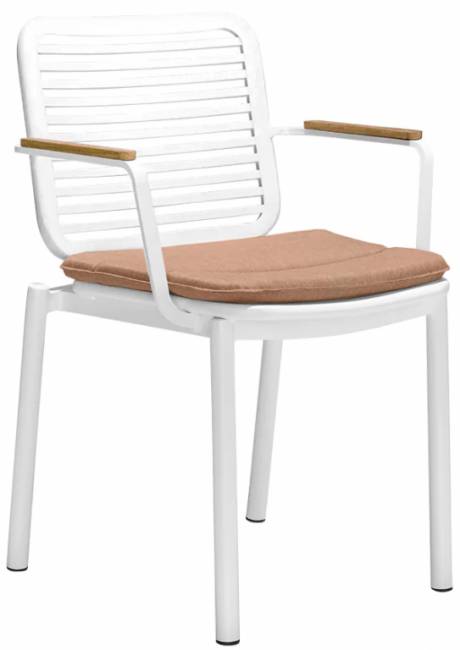 Кресло металлическое с подушкой Armona белый, терракотовый 575х600х820 мм