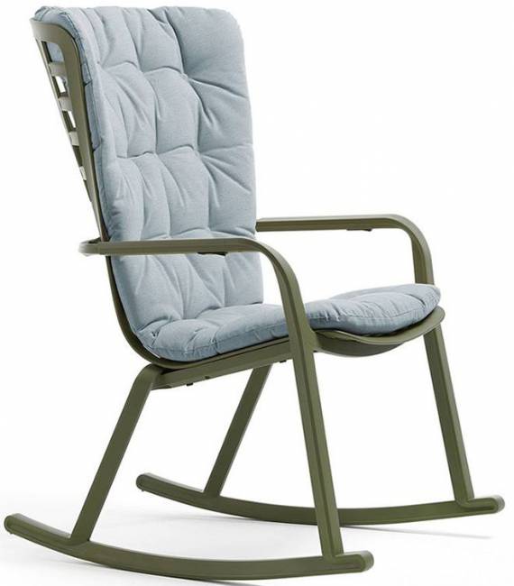 Кресло-качалка пластиковое с подушкой Folio агава, голубой 720х810-925х1190-1125 мм