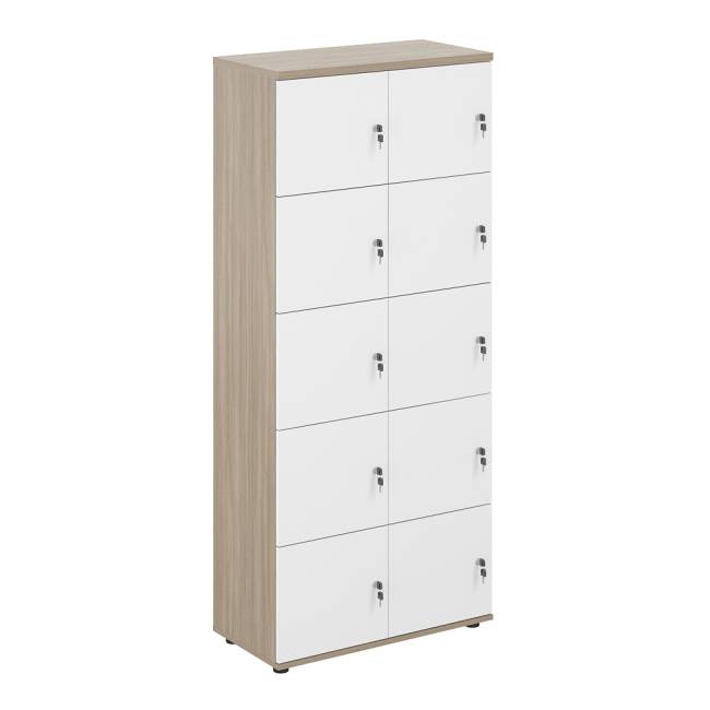 SG.820.OD.WH / Локер 10 ячеек 800х400х1866 / корпус: дуб темный; фасады: белый