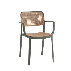 Стул Yona пластиковый с подлокотниками зелёный