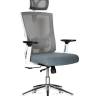 Кресло офисное / Гарда SL / белый пластик / серая сетка / серое сиденье / база хром