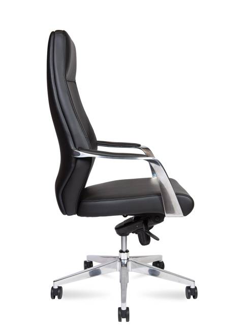 Кресло офисное / Capital Black / алюминиевая база / черная экокожа