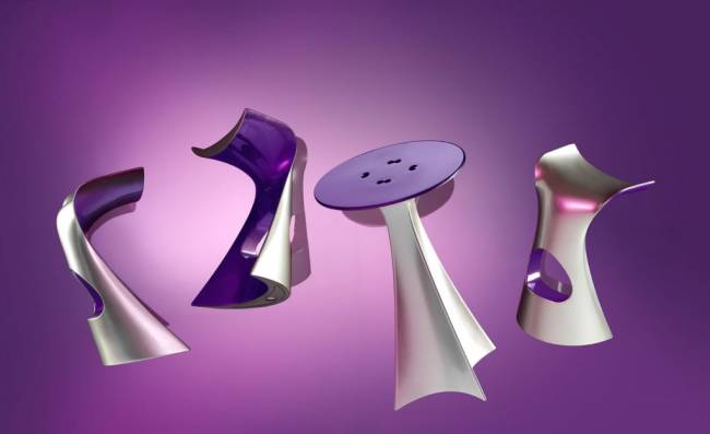 Стул барный пластиковый Koncord Anniversary Edition хромированный, жемчужный фиолетовый 430х400х760 мм Стул барный пластиковый Koncord Anniversary Edition хромированный, жемчужный фиолетовый 430х400х760 мм