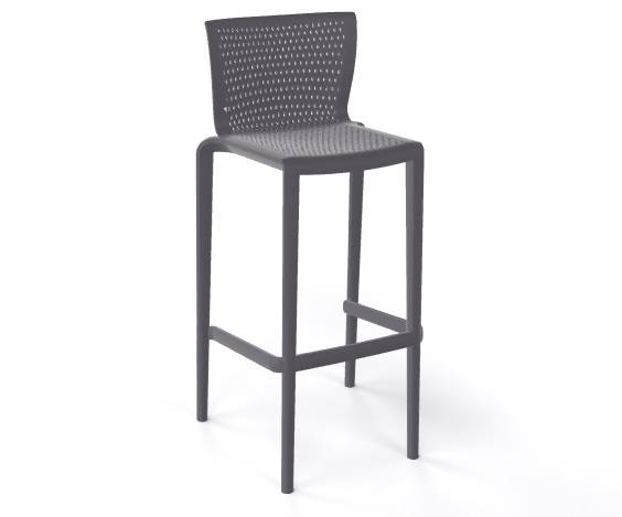 Стул пластиковый барный Spyker Stool серый 475х460х1025 мм