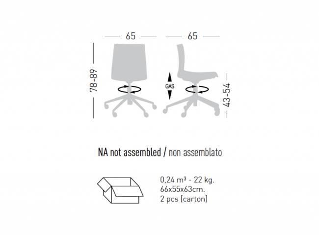 Стул офисный с обивкой Kanvas 2 T5R Front 650х650х780-890 мм