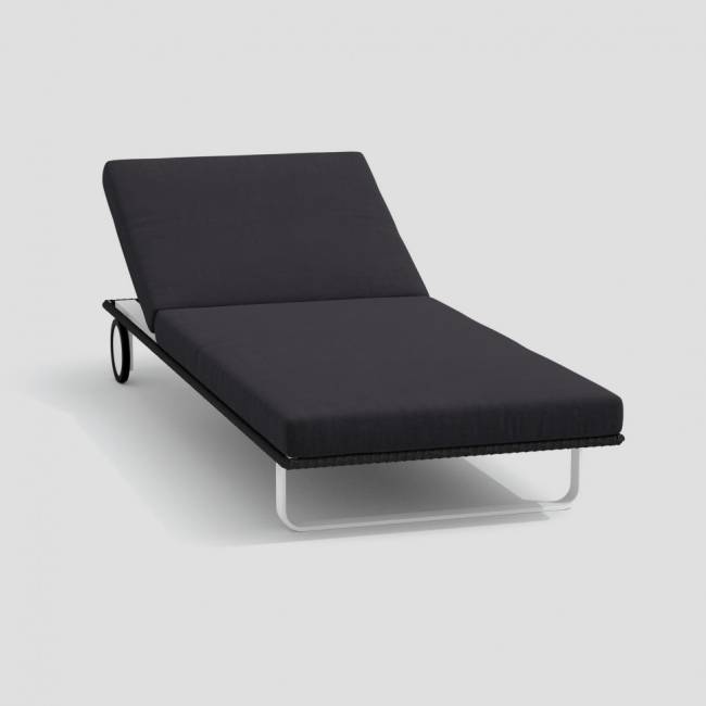 Шезлонг COSTA на колесах антрацит - белый каркас