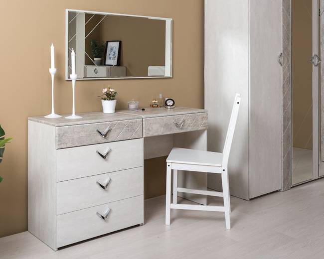 Спальный гарнитур Амели № 7 цвет шёлковый камень/бетон чикаго беж Спальный гарнитур Амели № 7 цвет шёлковый камень/бетон чикаго беж