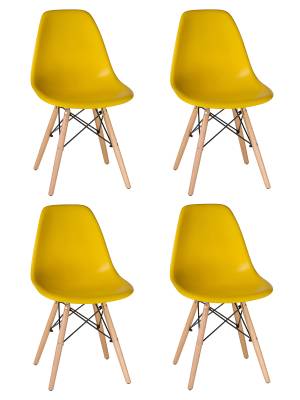 Набор 4 шт Стул обеденный DOBRIN DSW, ножки светлый бук, цвет жёлтый (Y-01)