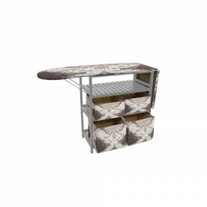 Гладильный комод двойной, слоновая кость, коричневый узор