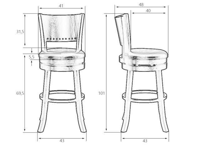 Набор 2 шт Вращающийся полубарный стул DOBRIN TONY COUNTER, капучино, черный