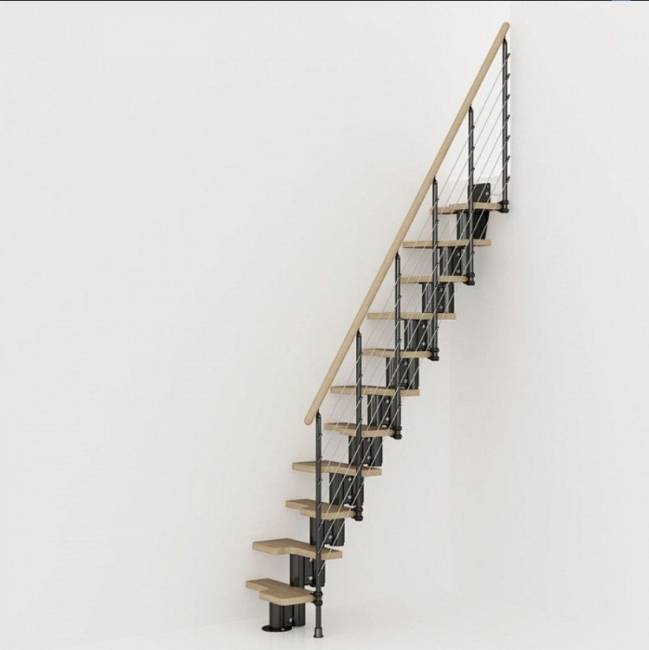Модульная лестница Kya Г-образная Черный, Натуральный