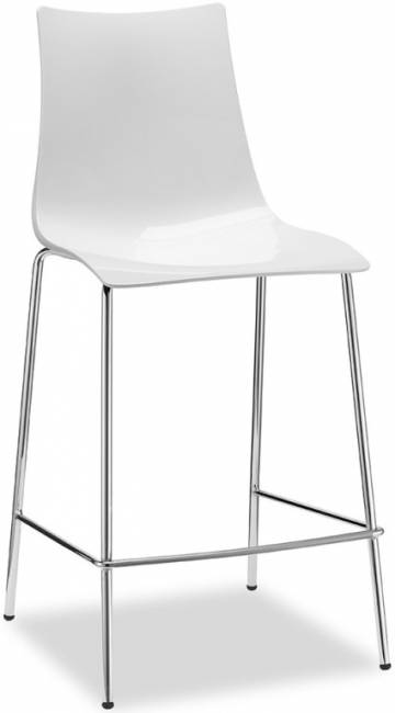 Стул полубарный пластиковый Zebra Antishock хром, белый 480х510х1030 мм