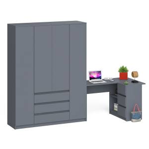 Стол компьютерный угловой с тумбой справа и шкаф 1600 Мори цвет графит