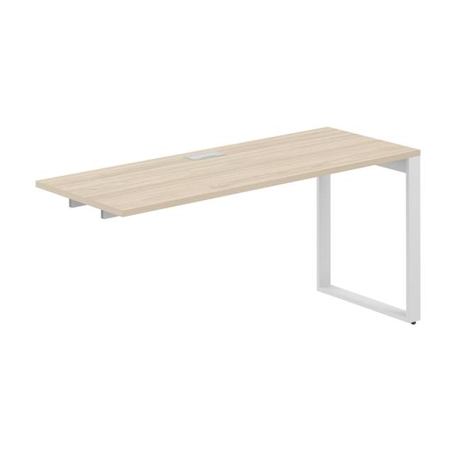 AG.183.AR.L.72.WH / Секция рабочей станции 1600х600х750 / профиль О-образный: 70х20 белый; лючок: серебро; столешница: акация равелло