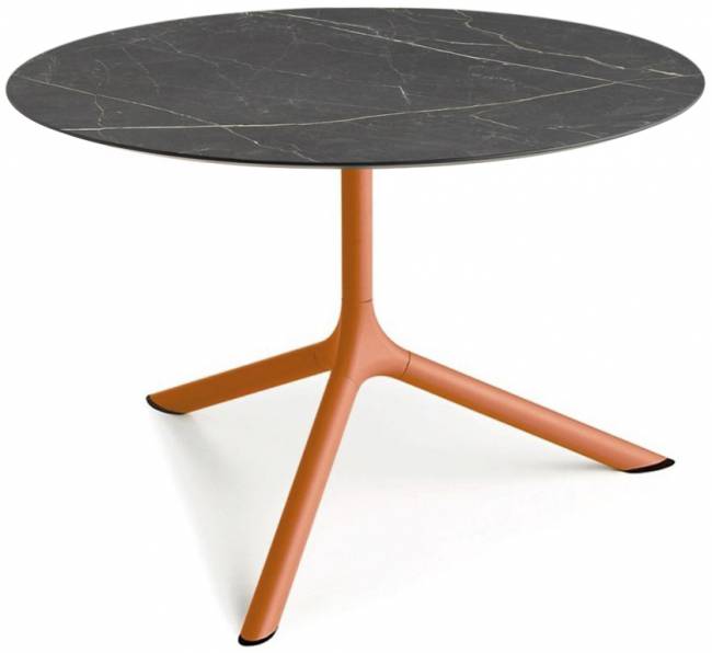 Столик ламинированный кофейный Tripe Maxi терракотовый, черный мрамор Сахара Ø800х510 мм