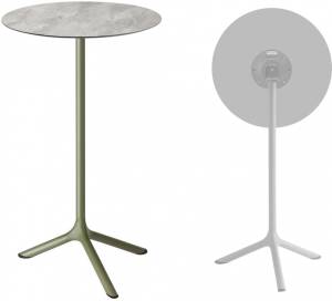 Стол ламинированный барный складной Tripe Folding оливковый, каменный Ø600х1100 мм