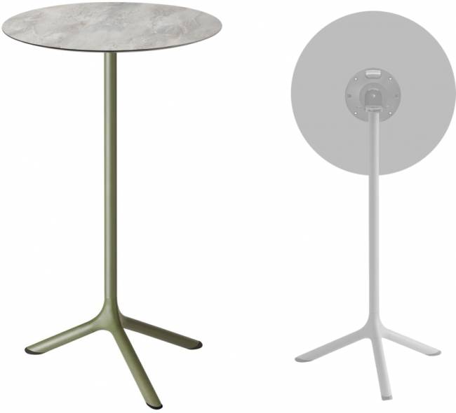 Стол ламинированный барный складной Tripe Folding оливковый, каменный Ø600х1100 мм Стол ламинированный барный складной Tripe Folding оливковый, каменный Ø600х1100 мм