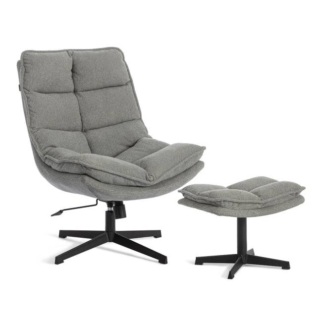 Кресло лаунж Reflex/Рефлекс с пуфом велюр/букле (HYP), светло-серый светло-серый велюр/букле (HYP)