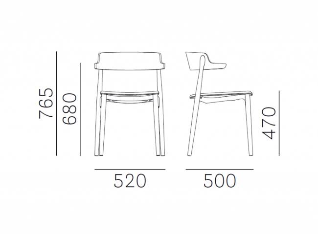 Кресло деревянное с мягким сиденьем Nemea беленый ясень, серый 520х500х765 мм