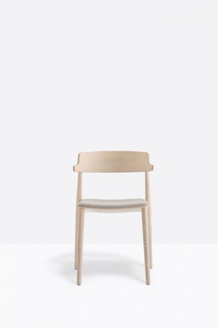 Кресло деревянное с мягким сиденьем Nemea беленый ясень, серый 520х500х765 мм