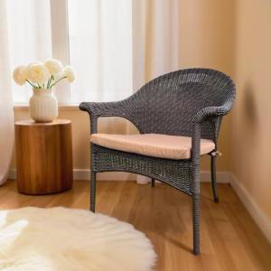 Плетеное кресло LV-140B Brown с подушкой в комплекте Плетеное кресло LV-140B Brown с подушкой в комплекте