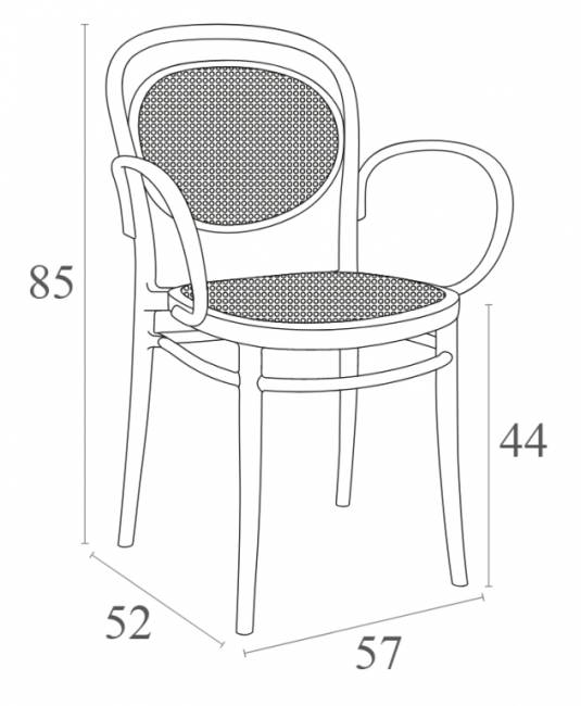 Кресло пластиковое Marcel XL черный 570х520х850 мм