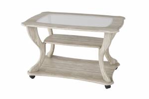 Стол журнальный Калифорния Маэстро СЖ-02, стекло, дуб беленый