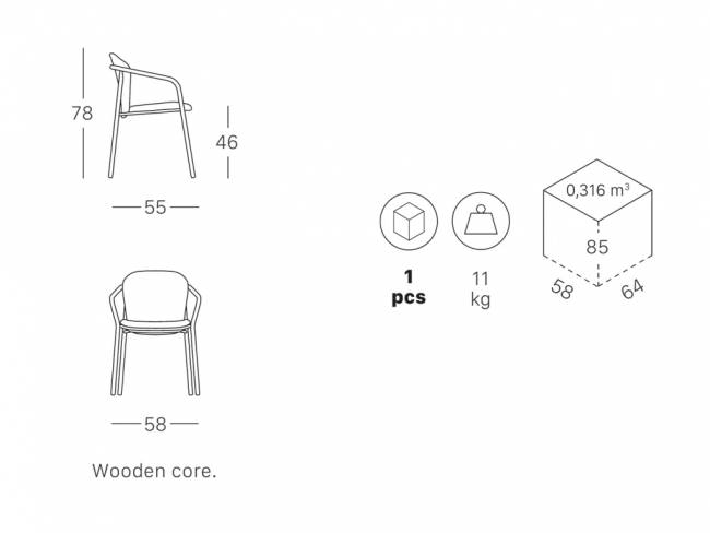 Кресло с обивкой Finn терракотовый 580х550х780 мм