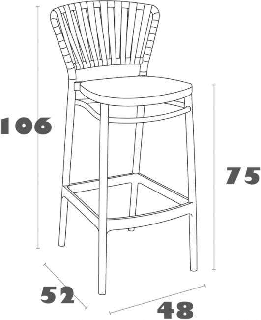 Стул пластиковый барный Portofino белый 480х520х1060 мм Стул пластиковый барный Portofino белый 480х520х1060 мм