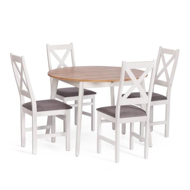 Стул CROSSMAN NEW, Многослойный березовый шпон, 41х40х100 см, white/велюр темно-серый (Комплект из 2 шт.) белый Многослойный березовый шпон