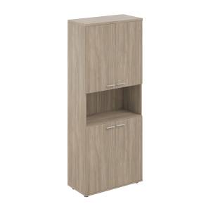 SG.861.OD.OD.OD / Шкаф высокий с нишей 800х400х1955, 4-х дв, з.ст ЛДСП 16 мм / корпус: дуб темный; фасады: дуб темный