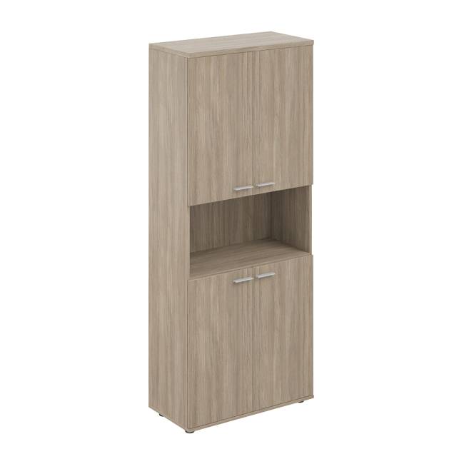 SG.861.OD.OD.OD / Шкаф высокий с нишей 800х400х1955, 4-х дв, з.ст ЛДСП 16 мм / корпус: дуб темный; фасады: дуб темный