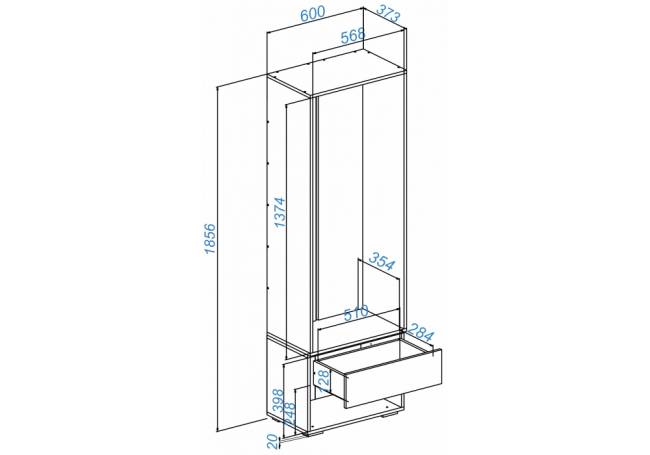 Роут 0,6 м белый / дуб вотан