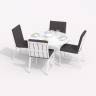 Обеденная группа DIVA GIRA  каркас белый / стол стекло диа 110 / ткань антрацит