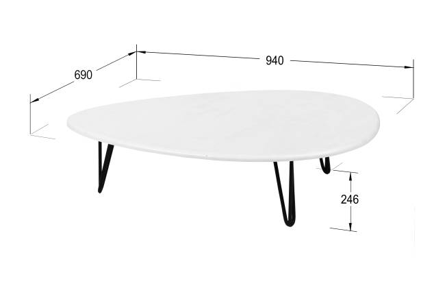 Стол журнальный Дадли белый бетон/чёрный
