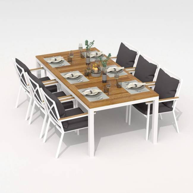 Стол обеденный TELLA  из тика 220x100 белый