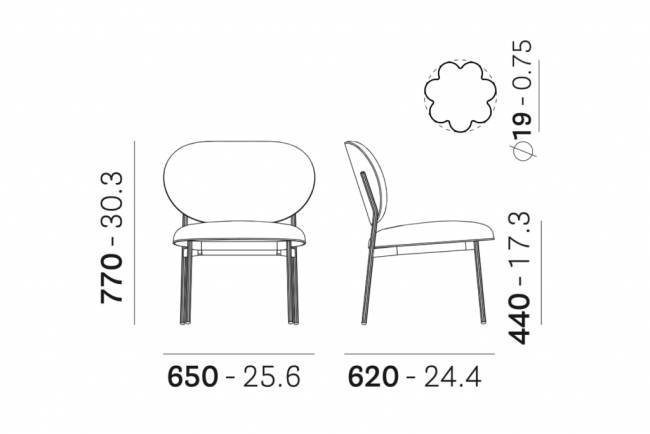 Стул лаунж с обивкой Blume античная латунь 650х620х770 мм