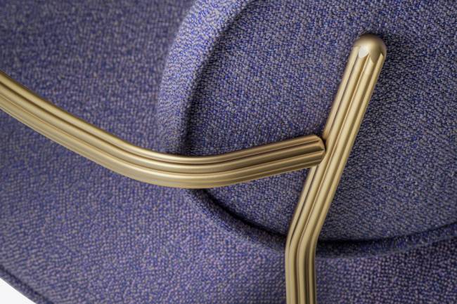 Кресло лаунж с обивкой Blume античная латунь 700х620х770 мм