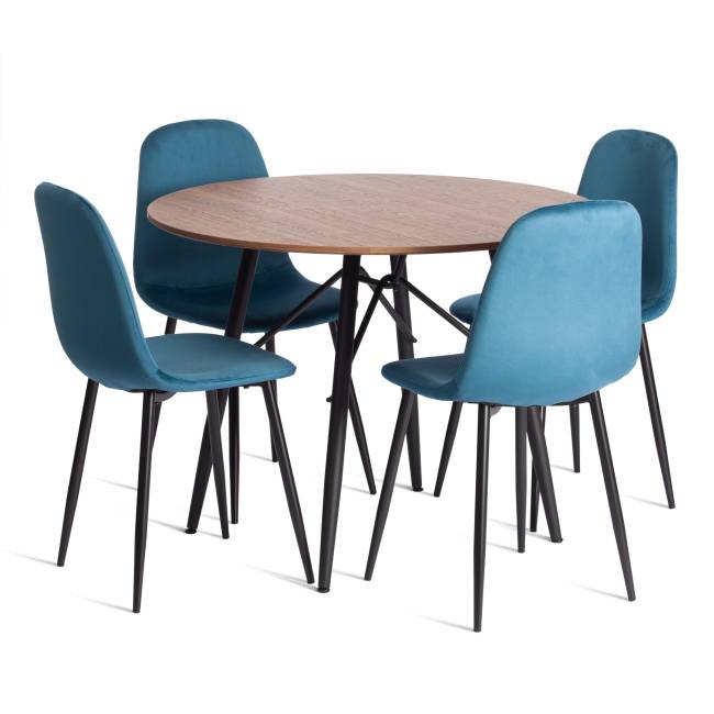 Стул Бриз/Breeze (мод.4724)/2 шт. в упаковке велюр/металл, темно-бирюзовый (HLR62)/черный, 44х53х87см (Комплект из 2 шт.) синий Велюр/металл