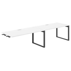 AG.199.WH.L.72.AN / Рабочая станция комбо s-b-s 3200х800х750 / профиль О-образный: 70х20 антрацит; лючок: серебро; столешница: белый