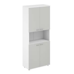 SG.841.WH.SH.SH / Шкаф высокий с нишей 800х400х1955, 4-х дв, з.ст HDF / корпус: белый; фасады: серый бархат