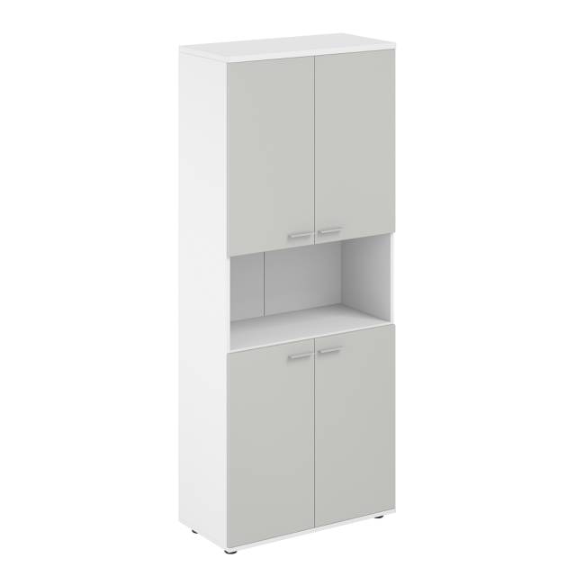 SG.841.WH.SH.SH / Шкаф высокий с нишей 800х400х1955, 4-х дв, з.ст HDF / корпус: белый; фасады: серый бархат