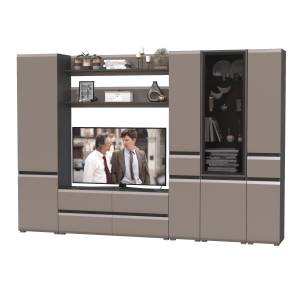 Сидней модульная стенка в гостиную № 65 цвет антрацит/МДФ веллюто капучино