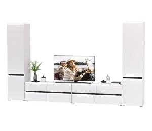 Мебель для гостиной корпусная Сидней № 128 цвет белый/чёрный/МДФ белый глянец